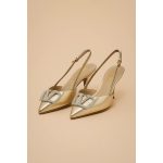 VALENTINO GARAVANI METALLIC GOLD CRYSTAL-EMBELLISHED VLOGO SLINGBACK HEELS
