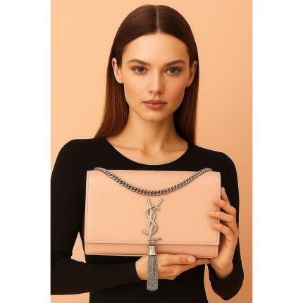 YSL KATE SAINT LAURENT PINK CROSS BODY BAG SILVER TUSSEL