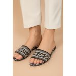 CHRISTIAN DIOR DWAY SLIDES – BLACK TOILE DE JOUY EMBROIDERY