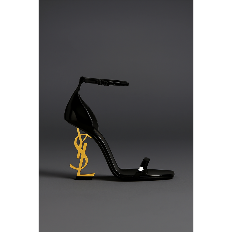 SAINT LAURENT OPYUM HEELS IN BLACK AND GOLD