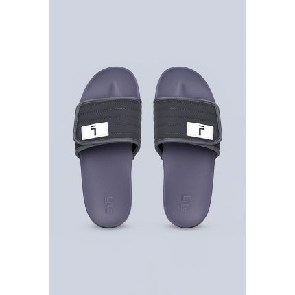 LITE DARK GREY QUILTED STRAP SLIDES – PURPLE BASE
