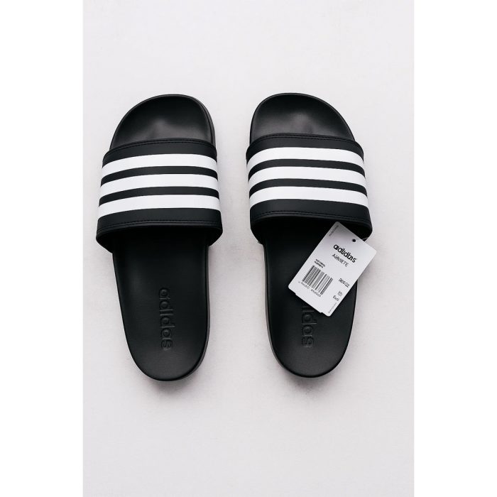 ADIDAS ADILETTE BLACK WHITE 3 STIPE SLIDE