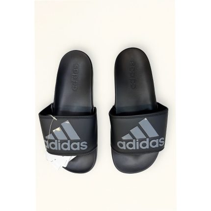ADIDAS BLACK GREY PRINTED LOGO SLIDE