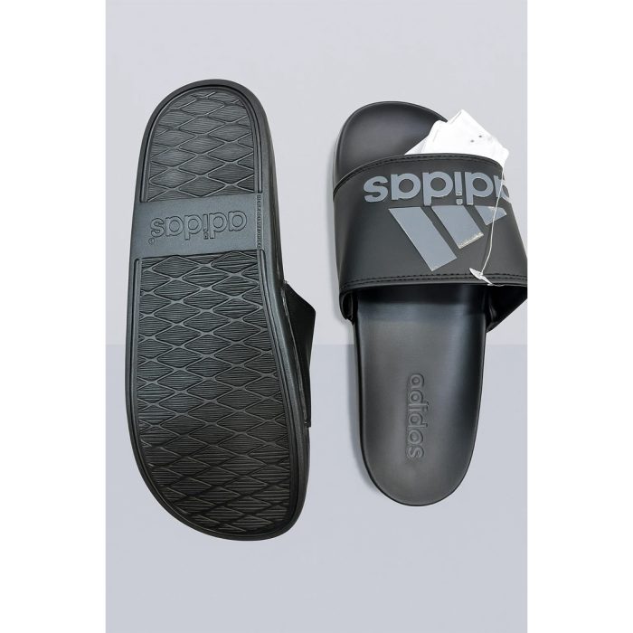 ADIDAS BLACK GREY PRINTED LOGO SLIDE