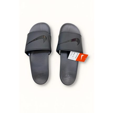NIKE REBELLION SLIDES – WHITE STRAP WITH BLACK SWOOSH