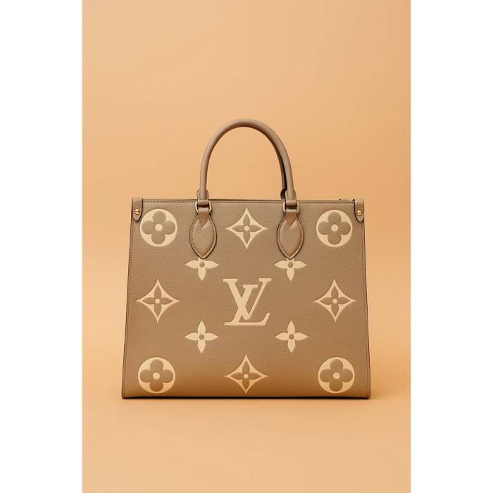 LV ONTHEGO MM TOTE BAG BEIGE CREAM MONOGRAM