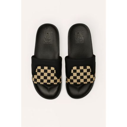 VANS OF THE WALL BLACK BEIGE CHECKER SLIDE