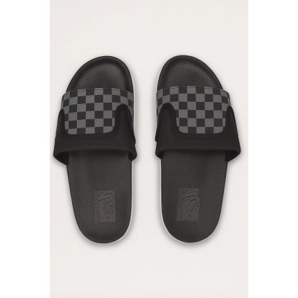 VANS OF THE WALL BLACK GREY CHECKER SLIDE
