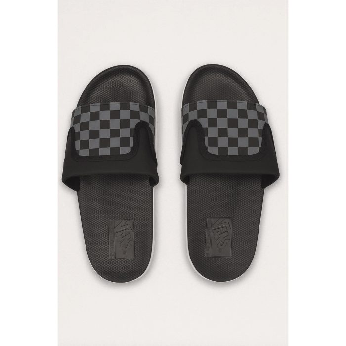 VANS OF THE WALL BLACK GREY CHECKER SLIDE