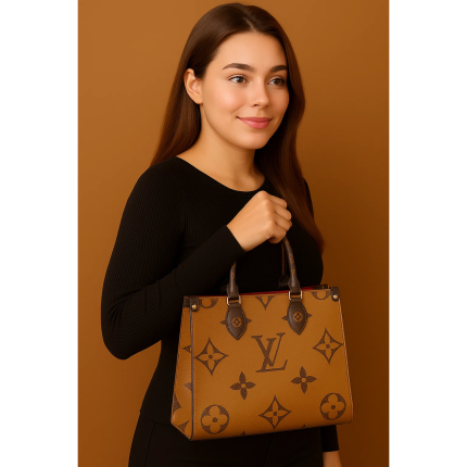 LV ONTHEGO MM TOTE BAG GOLD-TONE