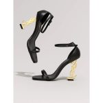 SAINT LAURENT OPYUM HEELS IN BLACK AND GOLD