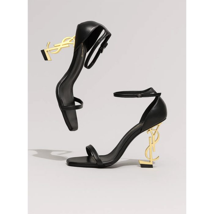 SAINT LAURENT OPYUM HEELS IN BLACK AND GOLD