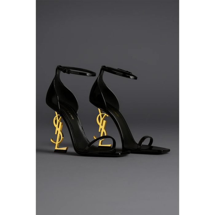 SAINT LAURENT OPYUM HEELS IN BLACK AND GOLD