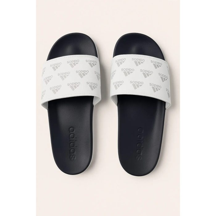 ADIDAS BLACK WHITE PRINTED SLIDE (PREMIUM QUALITY)