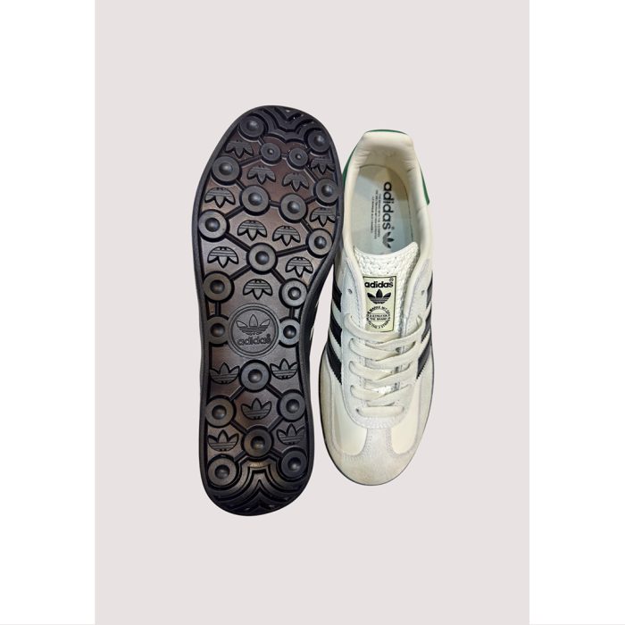 ADIDAS GAZELLE – GREY / BLACK WITH GREEN HEEL TAB & BLACK SOLE
